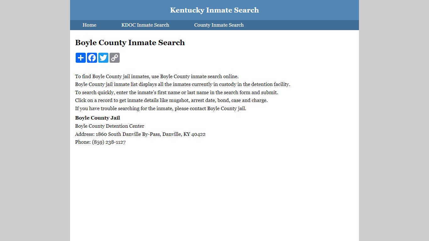 Boyle County Inmate Search