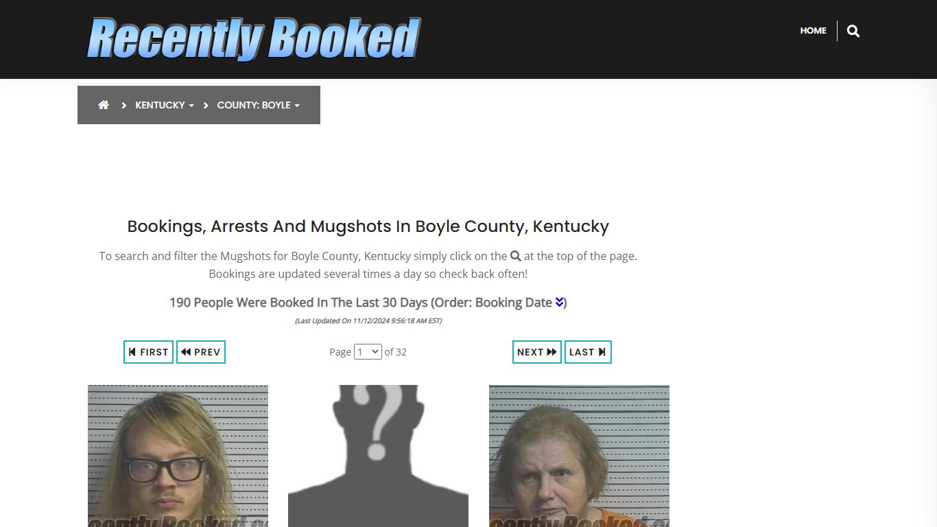 Bookings, Arrests and Mugshots in Boyle County, Kentucky - Recently Booked